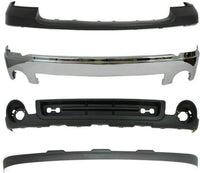 Front Bumper Chrome Steel + Upper Cover Primed + Lower Valance Air Deflector + Extension Textured Direct Replacement Compatible With GMC Sierra 1500 2007-2013 GM1015100