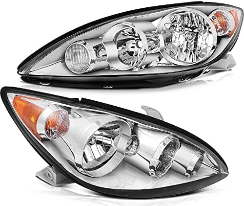 Set Of 2 Front Head Light Assembly Plastic Left Driver & Right Passenger Side Direct Replacement Compatible With 2005-2006 Toyota Camry TO2502155 TO2503155 8115006180 8111006180