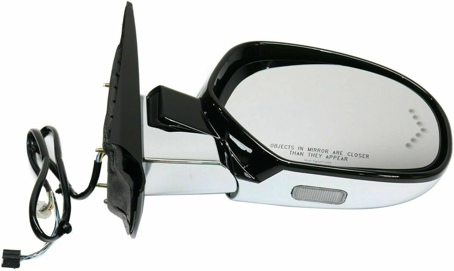 Front Power Folding Mirror Heated Chrome Base With Paintable Cap Right Passenger Side Direct Replacement Compatible With Cadillac Escalade 2007-2014 GM01ER-S 25776162