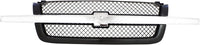 Front Grille With Chrome Center Bar + Header Panel + Headlights + Signal Lights + Bracket Left & Right Side Direct Replacement Compatible With 2002-2006 Chevrolet Avalanche 1500 2500