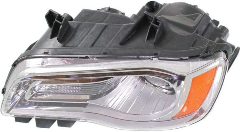 Front Headlight Assembly With Chrome Interior Left Driver Side Direct Replacement Compatible With 2011-2014 Chrysler 300 68143003AC-PFM