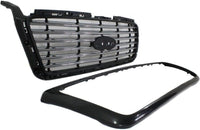 Front Grille Primed Shell And Chrome Billet Style Bar Insert Direct Replacement Compatible With 2006-2008 Ford F-150 FO1200517 6L3Z8200APTM