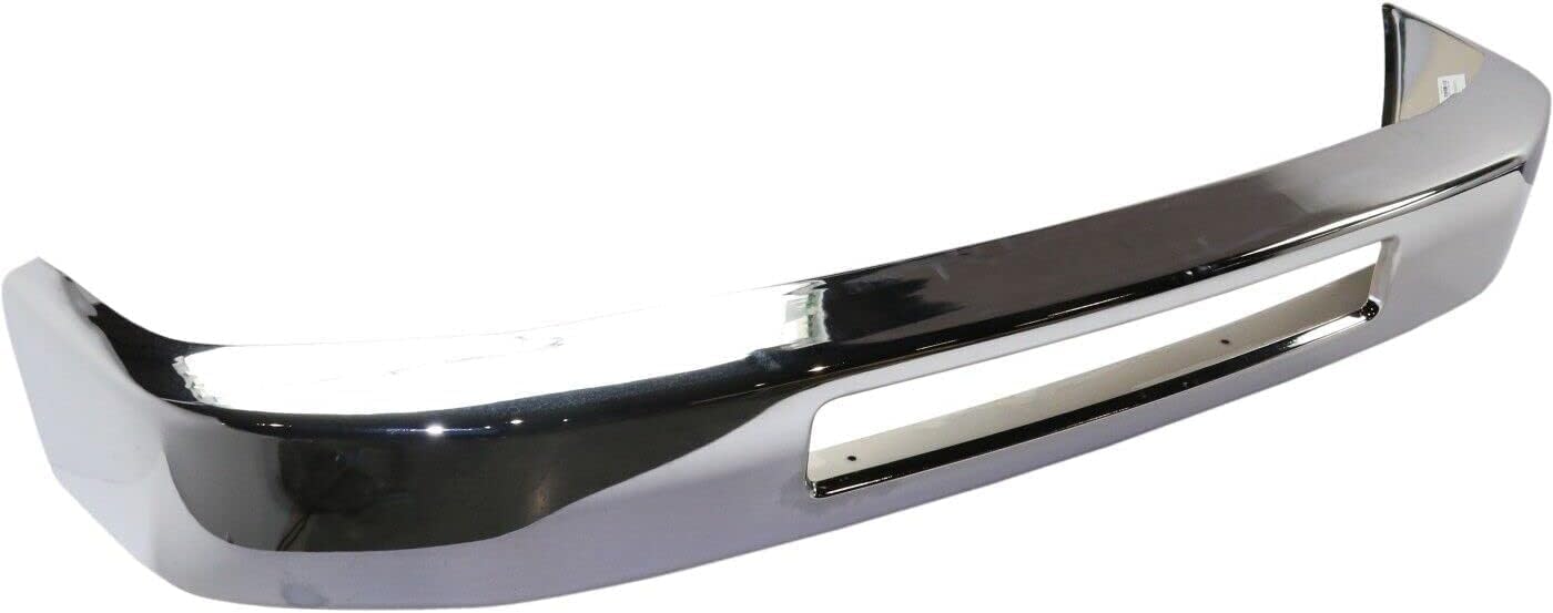 AUTOS PARTS PLUS Front Bumper Chrome Steel + Lower Valance Textured + Mounting Plate Bracket Right Passenger & Left Driver Side Direct Replacement Compatible With 2008-2014 Ford E- Series Super Duty