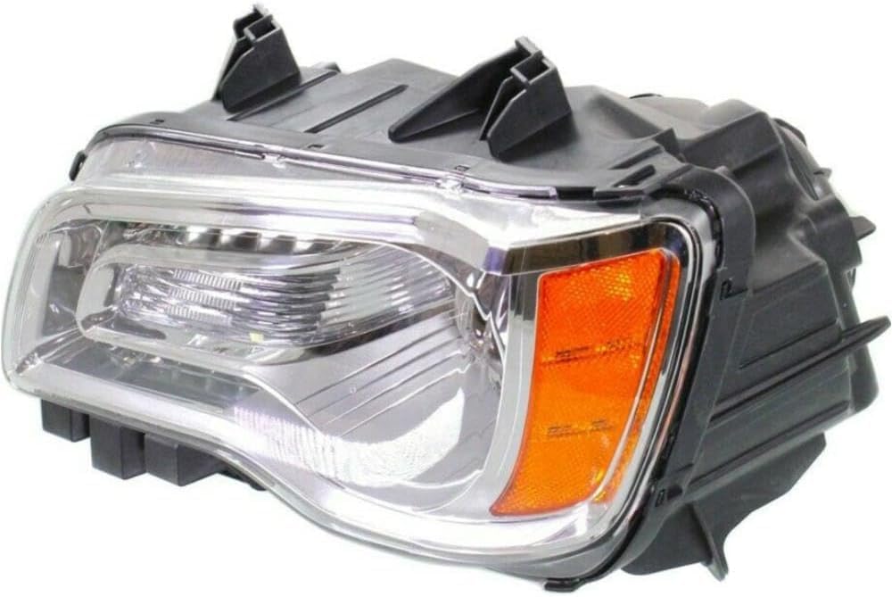 Front Headlight Assembly With Chrome Interior Left Driver Side Direct Replacement Compatible With 2011-2014 Chrysler 300 68143003AC-PFM