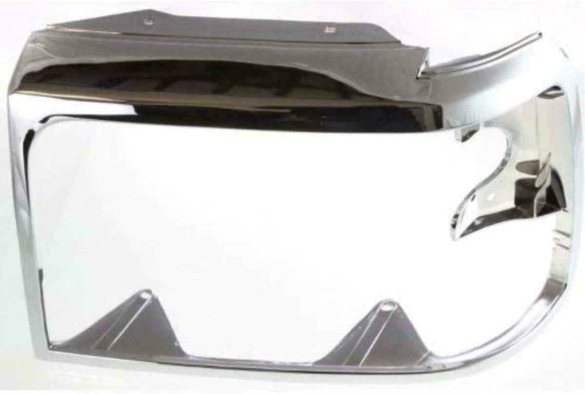 Front Head Light Door Bezel Chrome Steel Left Driver Side Direct Replacement Compatible With 1992-1997 Ford F-Series FO2512130 F2TZ13064D