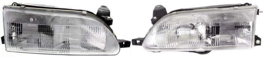 Front Headlights + Corner Lamps Assembly Right Passenger & Left Driver Side Direct Replacement Compatible With Toyota Corolla 1993-1997 TO2503107 TO2502107 TO2550106 TO2551106