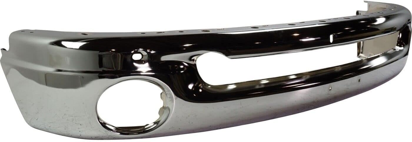 Front Bumper Face Bar Chrome Steel + Lower Valance Air Dam Textured Direct Replacement Compatible With 2002-2009 Dodge Ram 1500/2003-2009 2500 3500 CH1002383 CH1090125 55077946AB