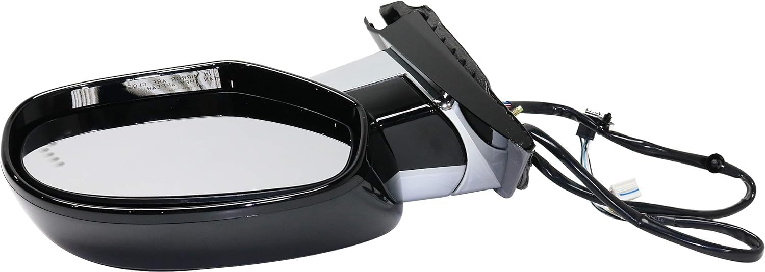 Front Power Mirror Non-Towing Heated Chrome Body With Primed Cap Right Passenger Side Direct Replacement Compatible With 2007-2014 Cadillac Escalade 25776162