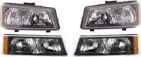 Front Bumper Chrome + Grille + Upper Cover + Lower Valance Textured + Brackets + Headlights + Fog Lamps Left & Right Direct Replacement Compatible With 2003-2006 Chevy Silverado 1500