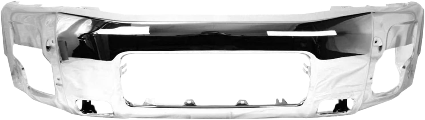 Front Bumper Face Bar Chrome Steel + End Caps Primed + Brackets Set Direct Replacement Compatible With 2004-2007 Nissan Titan NI1002136 NI1004147 NI1005147 NI1032104 NI1066130