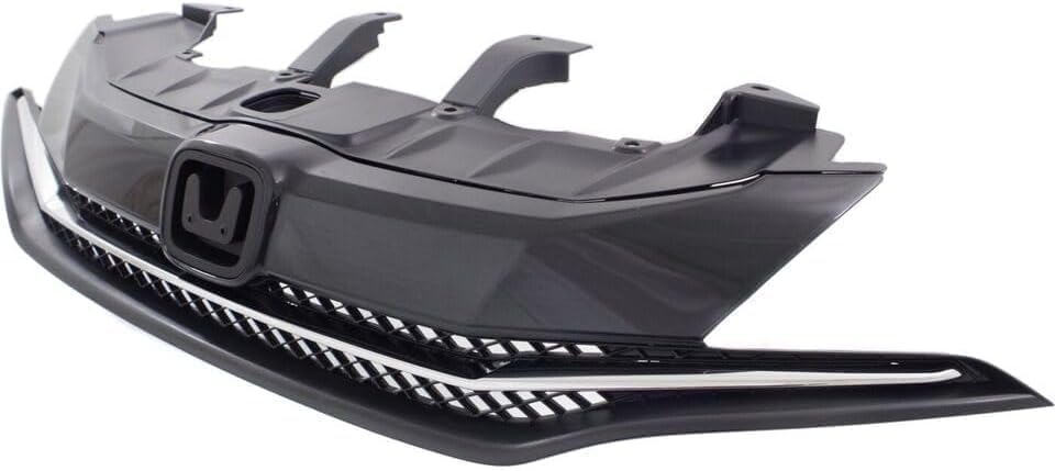 Front Grille Textured Insert With Chrome Molding Direct Replacement Compatible With 2014-2015 Honda Civic HO1200221 71120TS8A51