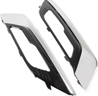 Front Bumper Cover Primed + Upper Lower Center Grilles + Headlights + Fog Lights & Covers With Chrome Trim Left And Right Side Direct Replacement Compatible With 2017-2018 Ford Fusion