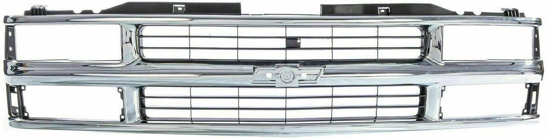 Front Grille Chrome Shell And Insert Plastic + Signals & Headlights + Side Reflector and Marker Lamps Right & Left Side Direct Replacement Compatible With Chevrolet C/K Series 1994-00