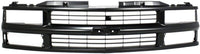 Front Grille Painted Black Shell & Cross Bar Insert With Dual Beam Headlamp Direct Replacement Compatible With 1994-2000 Chevrolet / 1994-1999 Suburban C-K Series GM1200239 15981092