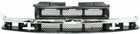 Front Grille Primed With Chrome Center Bar + Signal Lamp + Head Lights Left Driver & Right Passenger Side Direct Replacement Compatible With 1998-2004 Chevrolet S10/Blazer GM1200419