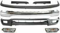 Front Bumper Chrome Steel + Lower Valance + Upper Filler + Head Lamps Fillers + Signal Lights Direct Replacement Compatible With 2001-2004 Toyota Tacoma TO1095196 TO1087112