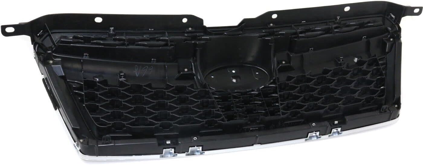 Front Grille Assembly Textured Shell And Insert With Chrome Molding Direct Replacement Compatible With 2013-2014 Subaru Legacy SU1200157 91121AJ13A