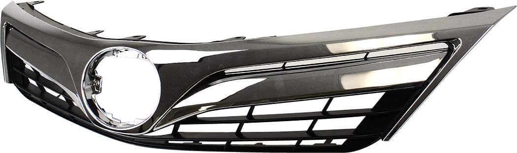 Front Upper & Lower Grille + Headlights + Fog Light Covers Primed Left Driver & Right Passenger Side Direct Replacement Compatible With 2012-2014 Toyota Camry TO1200343 TO1036128