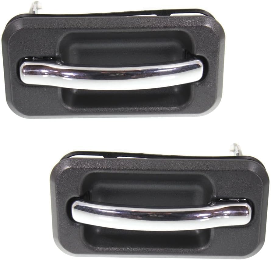 Set of 2 Rear Door Handle Black Bezel with Chrome Lever Left Driver & Right Passenger Side Direct Replacement Compatible with 2003-2009 Hummer H2 HU1520101 HU1521101 25845865