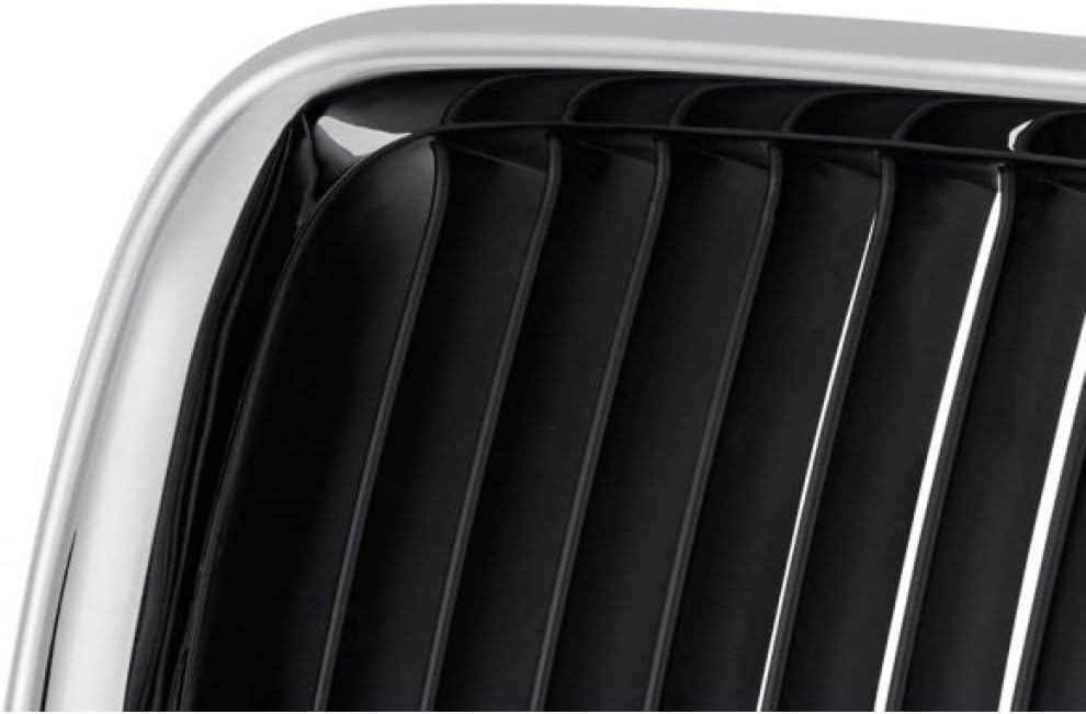 Front Grille Chrome Shell With Black Insert Left Driver Side Direct Replacement Compatible With 1992-1996 BMW 3-Series BM1200113 51138122237