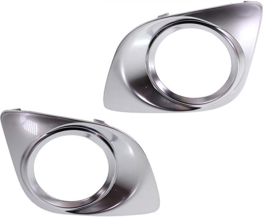 Set Of 2 Front Fog Light Molding Chrome Left Driver & Right Passenger Side Direct Replacement Compatible With 2009-2012 Toyota Venza TO1039133 TO1038133 521270T010 521280T010