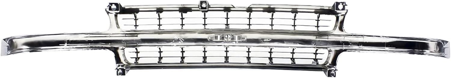 Front Grille Cross Bar Insert With Chrome Center-Bar + Head Lights + Park Lamps Right & Left Side Direct Replacement Compatible With Chevy Silverado 1999-02 / Tahoe/Suburban 2000-06