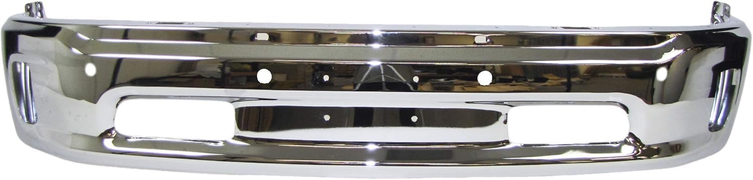 Front Bumper Chrome Steel + Upper Cover Primed + Lower Valance Air Dam Textured Direct Replacement Compatible With Ram 1500 2014-2018 CH1014108 CH1002402 CH1090147