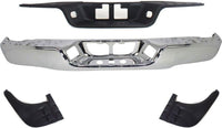 AUTOS PARTS PLUS Rear Bumper Face Bar Chrome Steel + Step Pad Textured + Extensions Right Passenger & Left Driver Side Direct Replacement Compatible With 2007-2013 Toyota Tundra TO1102244 TO1191101