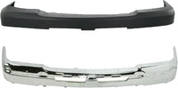 Front Bumper Chrome + Upper Cover Textured + Lower Valance + Brackets Set Right & Left Side Direct Replacement Compatible With 2003-2006 Chevrolet Silverado 2500HD 3500
