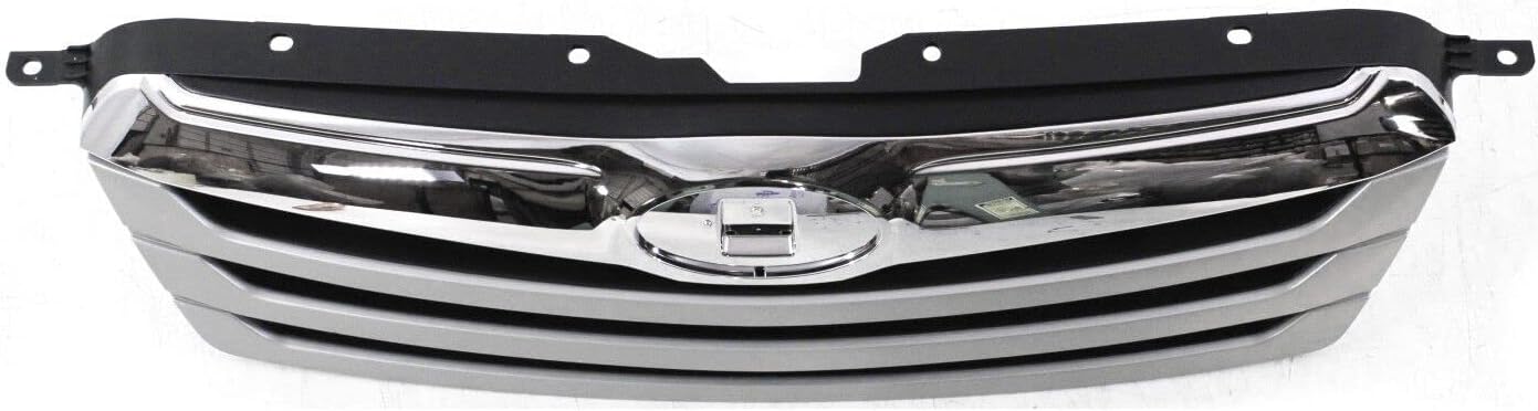 Front Bumper Upper Grille Silver Shell With Textured Insert Direct Replacement Compatible With 2010-2012 Subaru Outback SU1200143 91121AJ04B