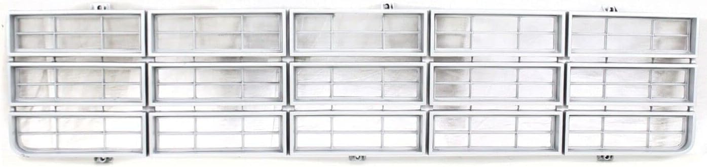 Front Grille Argent Shell And Insert + Head Lights Door Bezel Chrome Left & Right Side Direct Replacement Compatible With 1979-1980 Chevrolet/GMC C/K Series/Suburban