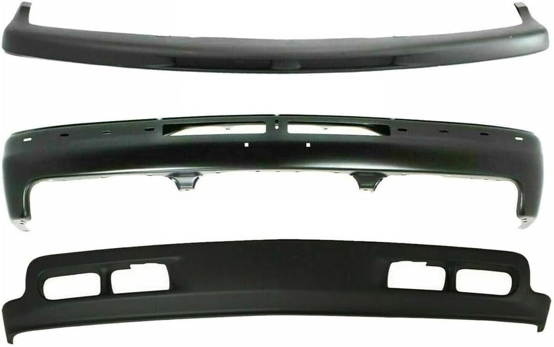 Front Bumper Primed + Upper Cover + Lower Valance Air Deflector Direct Replacement Compatible With 1999-2002 Chevrolet Silverado 1500/2000-2006 Tahoe/Suburban GM1092167
