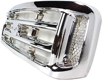 Front Grille Chrome Shell And Insert Plastic Direct Replacement Compatible With 1999-2004 Ford F-Series Super Duty FO1200417 F81Z8200