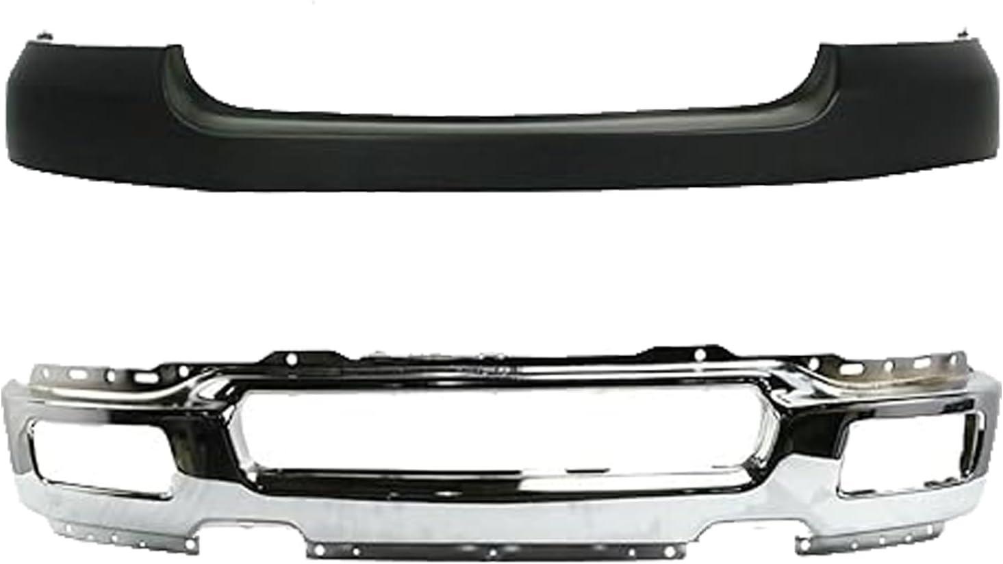 Front Bumper Face Bar Chrome Steel + Upper Cover Primed Direct Replacement Compatible With 2004-2006 Ford F-150 FO1000561 FO1002390 4L3Z17D957DA 4L3Z17757BA