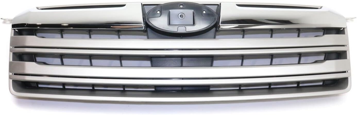Front Grille Textured Shell And Insert With Chrome & Silver Molding Direct Replacement Compatible With 2013-2014 Subaru Outback SU1200152 62256JG000