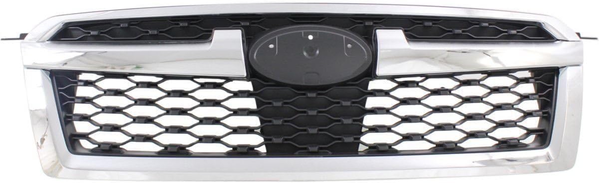 Front Grille Assembly Textured Shell And Insert With Chrome Molding Direct Replacement Compatible With 2013-2014 Subaru Legacy SU1200157 91121AJ13A