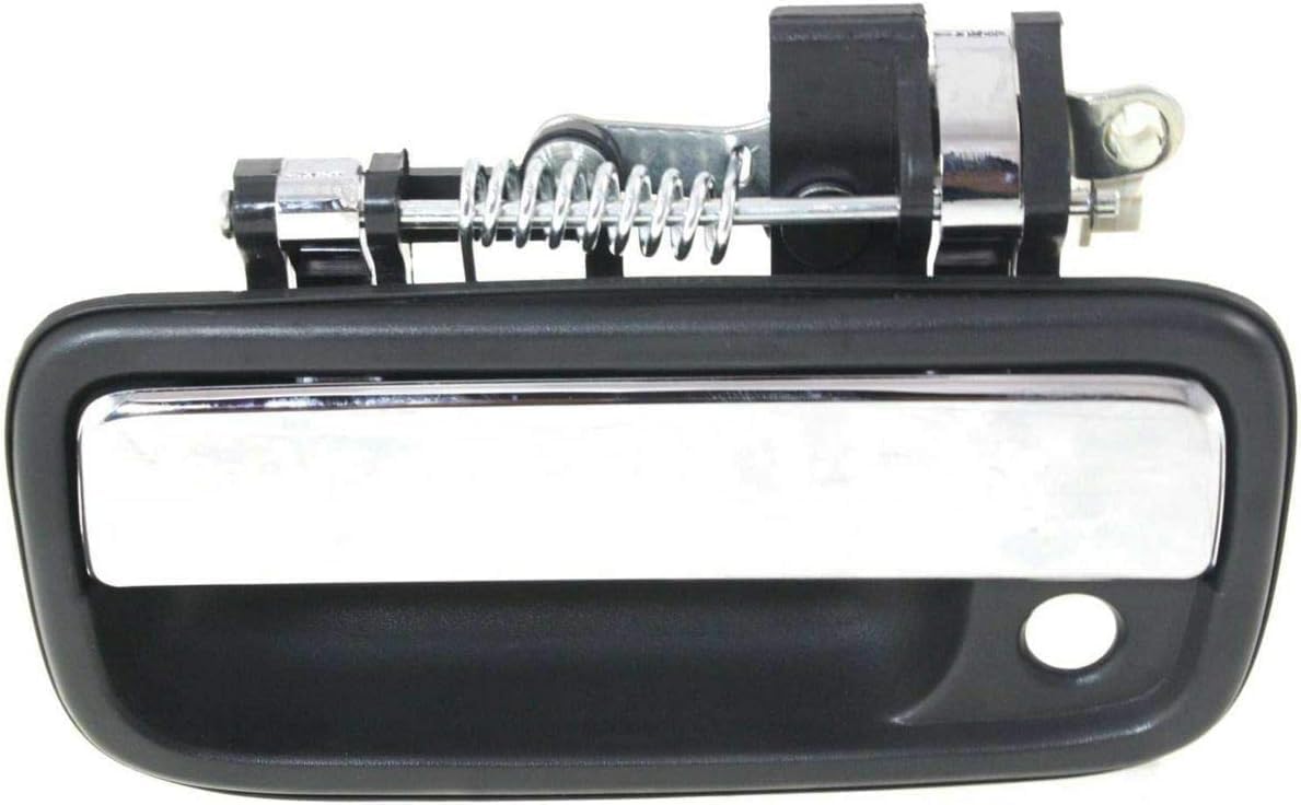 Front Exterior Door Handle Black Bezel with Chrome Lever Left Driver Side Direct Replacement Compatible with 1995-2004 Toyota Tacoma TO1310123 6922035030