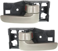 Set of 2 Front Interior Door Handle Beige Fawn with Lock Plastic Left Driver & Right Passenger Side Direct Replacement Compatible with 2000-2006 Toyota Tundra TO1353187 TO1352187