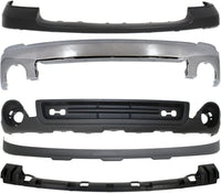 Front Bumper Chrome + Upper Cover Primed + Bracket + Lower Valance + Extension Textured Direct Replacement Compatible With GMC Sierra 1500 2007-2013 GM1015100 GM1092211 GM1014102