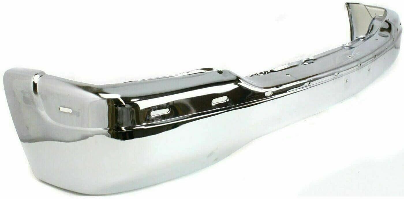 Front Bumper Chrome Steel + Upper Cover Primed + Lower Valance Air Deflector Textured Direct Replacement Compatible With GMC Sierra 1999-2002 / Yukon 1500 2500 2000-2006 GM1092169