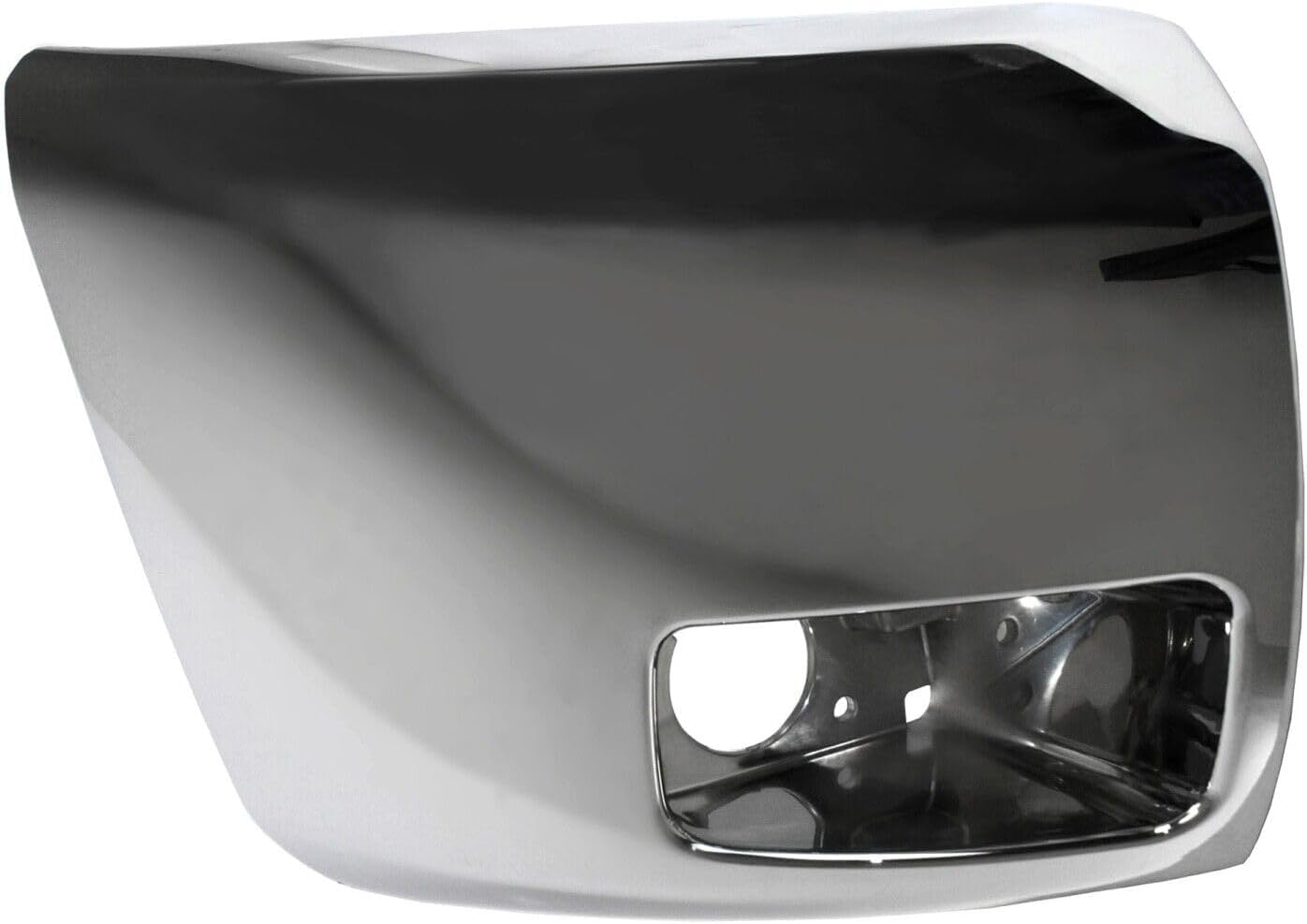 Front Bumper End Cap Chrome Plastic With Fog Light Holes Right Passenger Side Direct Replacement Compatible With 2007-2013 Chevrolet Silverado 1500 GM1005156 20985758