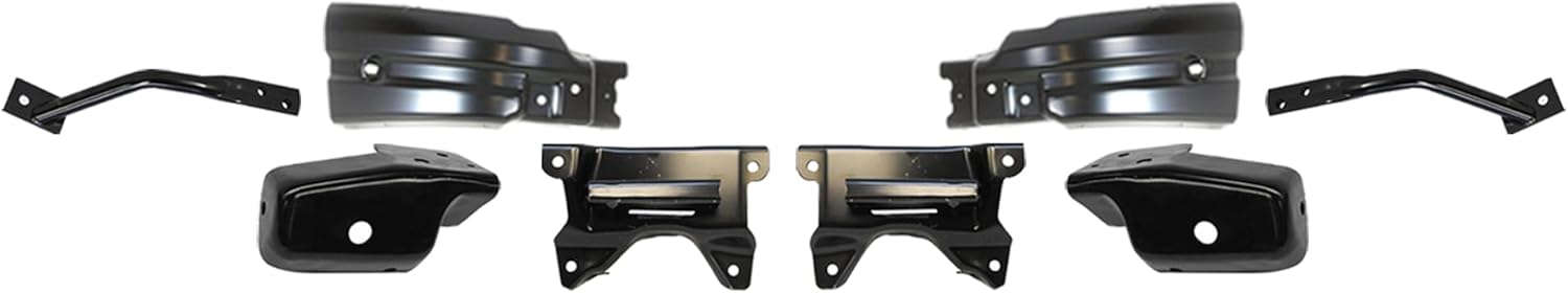 Front Bumper + Grille + Hood Molding + End Caps Chrome + Lower Valance Textured + Brackets Left & Right Side Direct Replacement Compatible with 2007-2010 Chevy Silverado 2500HD 3500HD