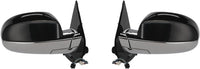 Set of 2 Front Power Mirrors Folding Heated Chrome Body With Primed Cap Left Driver & Right Passenger Side Direct Replacement Compatible With 2007-2014 Cadillac Escalade 25776162