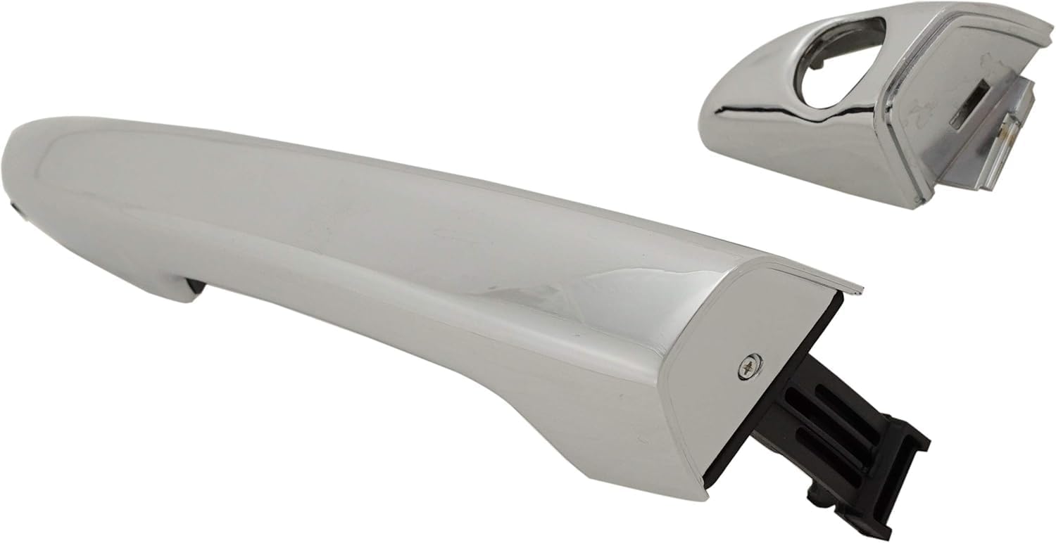 Front Exterior Door Handle Chrome Left Driver Side with Cover and Keyhole Direct Replacement Compatible with 2015-2019 Hyundai Sonata 82651C1110 82652C1010