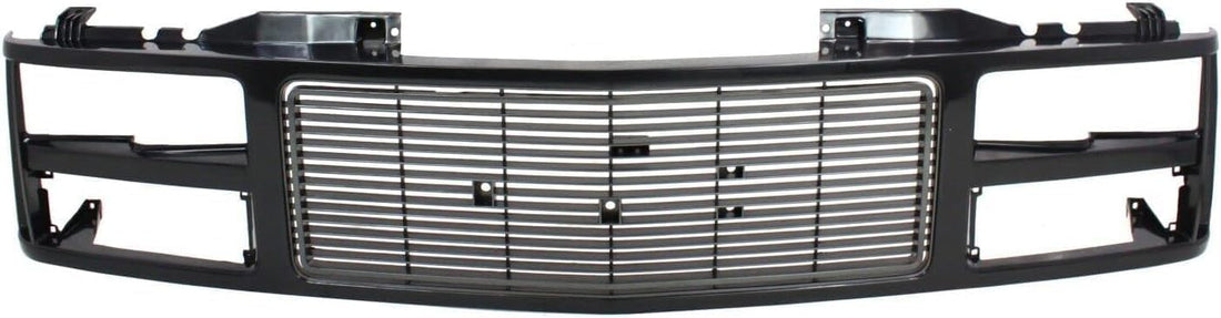Front Grille Assembly Primed Shell & Insert With Quad Composite Headlights Direct Replacement Compatible With 1988-1993 GMC / 1992-1993 Yukon C/K Series GM1200391 88960432