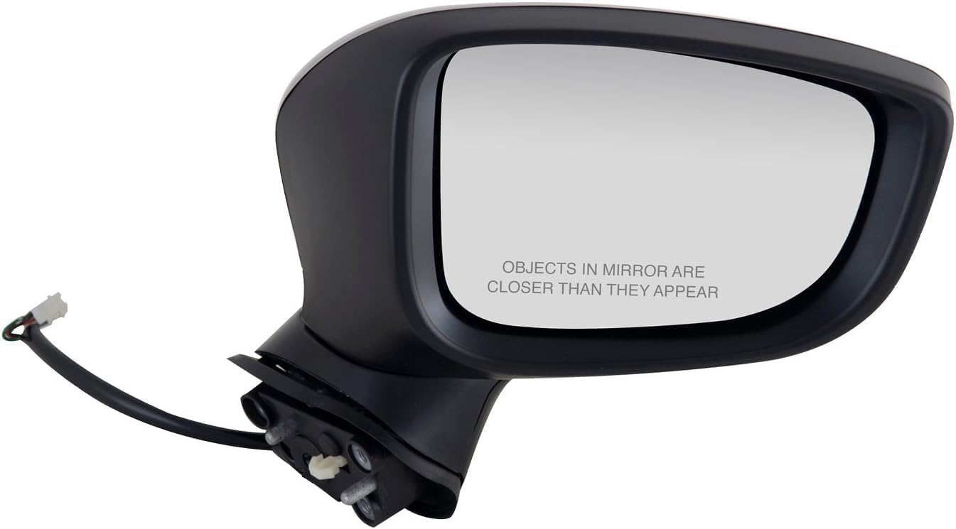 Front Power Mirror Manual Folding Non-Heated Primed Right Passenger Side Direct Replacement Compatible With 2014-2016 Mazda 3 MA1321179 BHS269121E-PFM BJT869121A