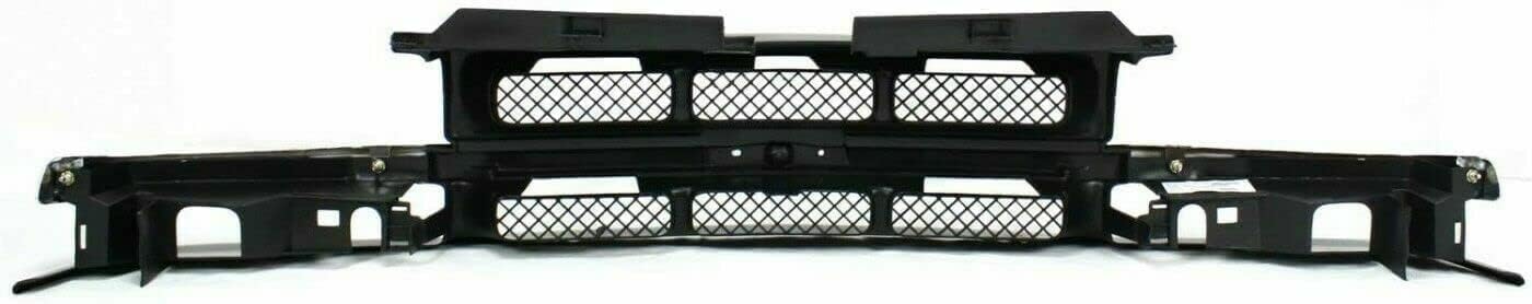 Front Grille Primed With Chrome Center Bar + Signal Lamp + Head Lights Left Driver & Right Passenger Side Direct Replacement Compatible With 1998-2004 Chevrolet S10/Blazer GM1200419