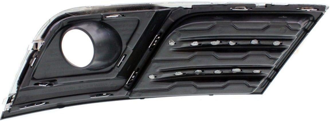 Front Fog Light Molding Textured Right Passenger Side With Chrome Trim Direct Replacement Compatible With 2013-2017 Chevrolet Traverse GM1039150 22817941