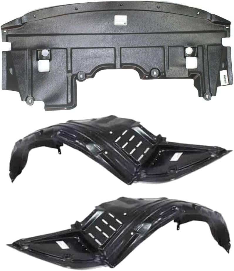 Front Engine Splash Shield + Fender Liner Left Driver & Right Passenger Side Direct Replacement Compatible With 2007-2010 Nissan Altima / 2009-2014 Maxima NI1249119 NI1248119