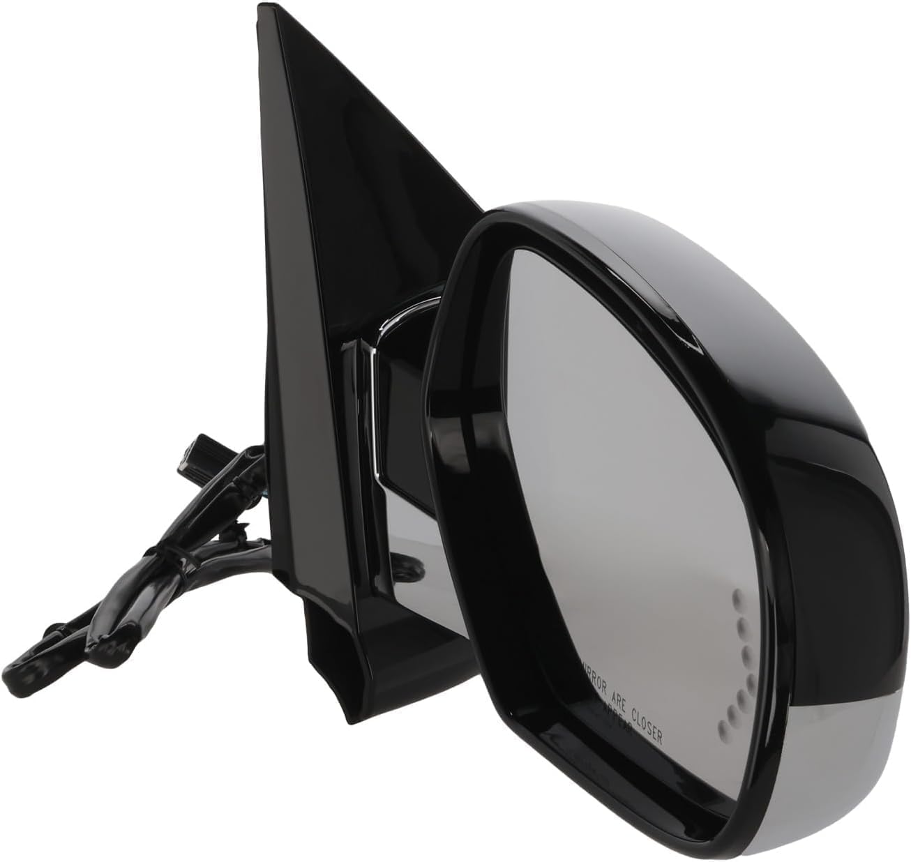 Set of 2 Front Power Mirrors Folding Heated Chrome Body With Primed Cap Left Driver & Right Passenger Side Direct Replacement Compatible With 2007-2014 Cadillac Escalade 25776162